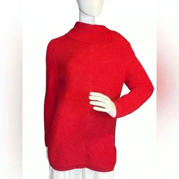 Talbots Holiday Festive Tie Front Cowl Neck Red Sweater. - Picture 1 of 11